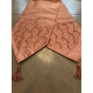 Hobby Lobby Table Runner 13"x 72" Rust/orange  With Beaded Tassels And Sequins‎